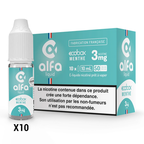 Ecobox Menthe Alfaliquid, pack de 10 flacons de 10 mL