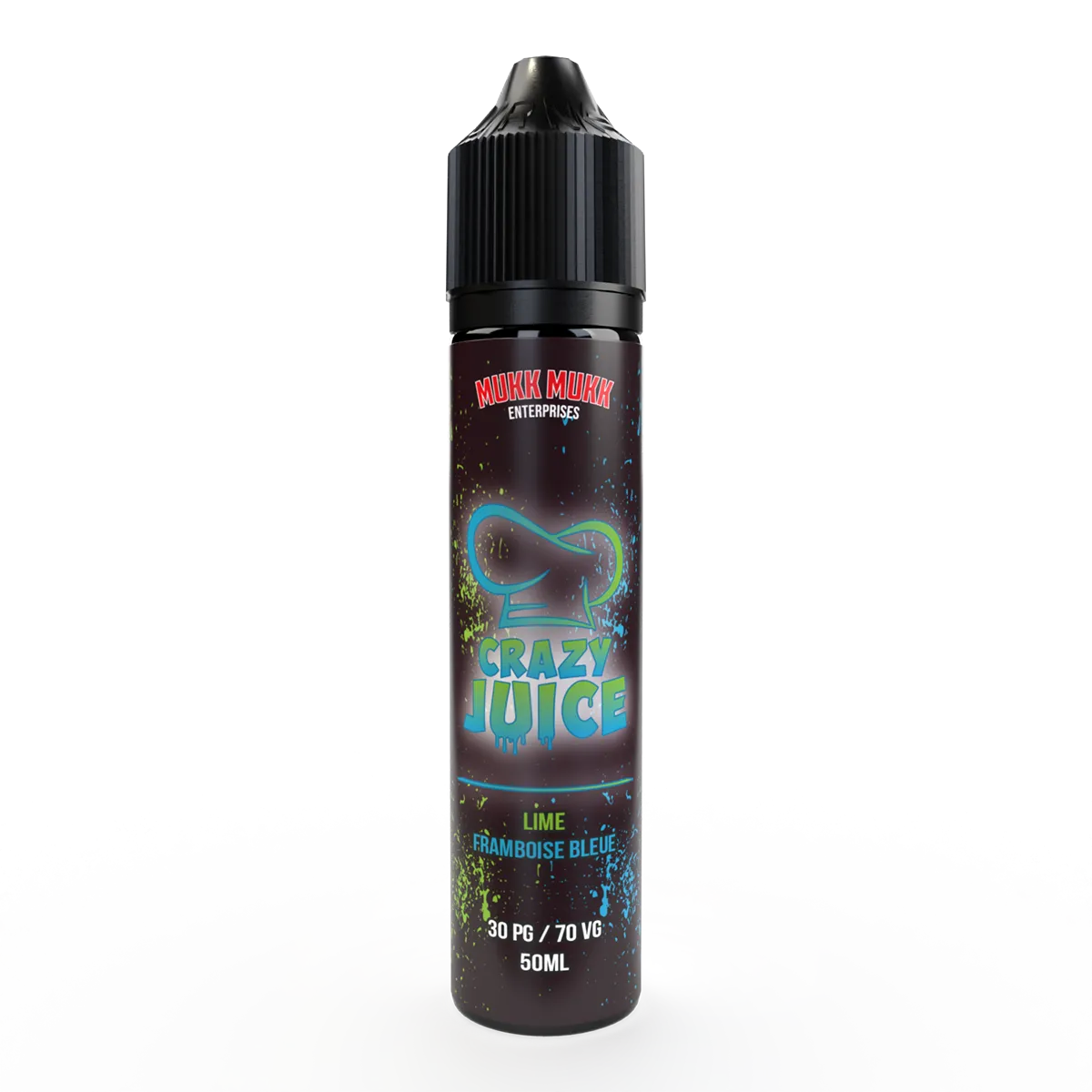 E-liquide Lime Framboise Bleue Mukk Mukk Crazy Juice, flacon de 50 mL