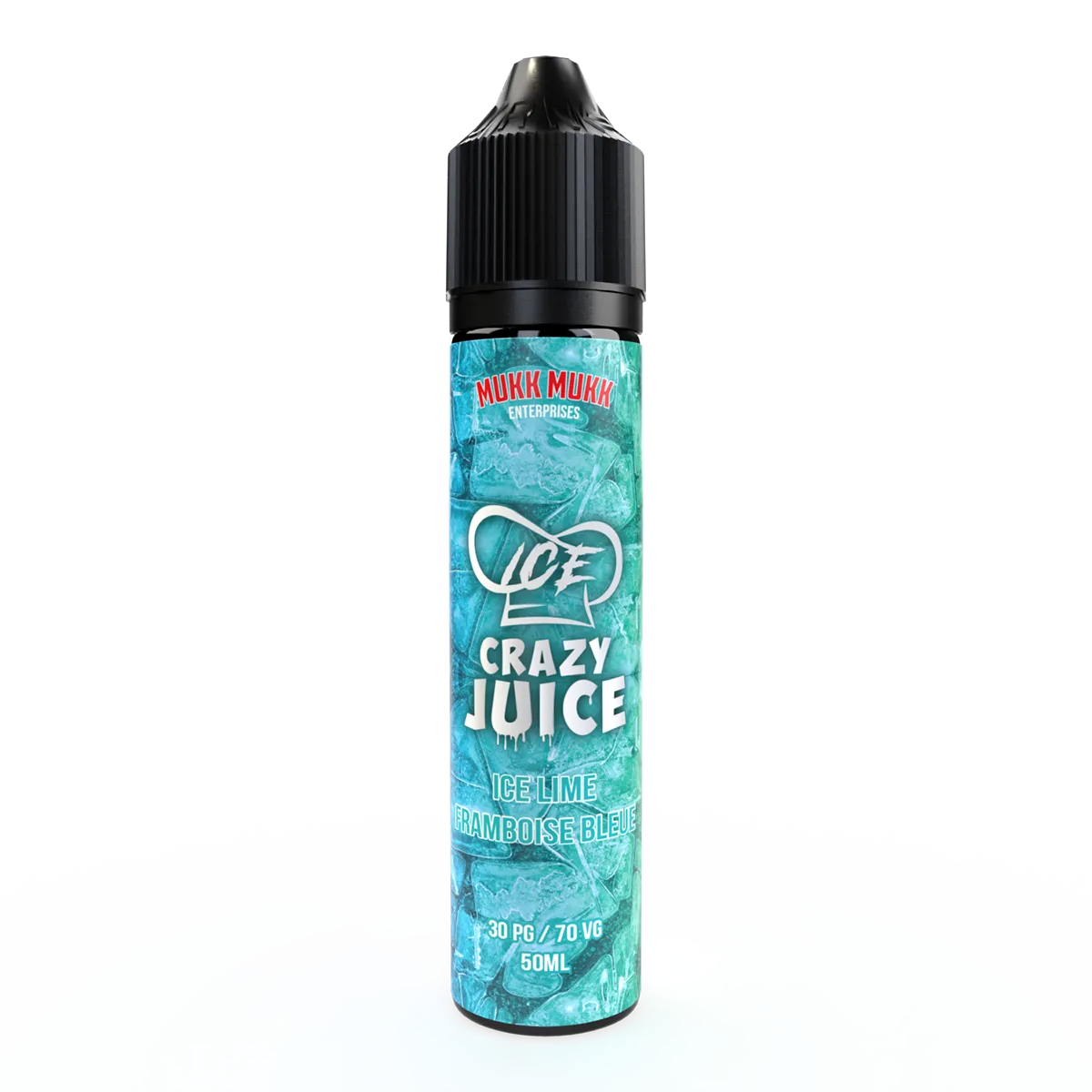 E-liquide Lime Framboise Bleue Mukk Mukk Crazy Juice ICE, flacon de 50 mL