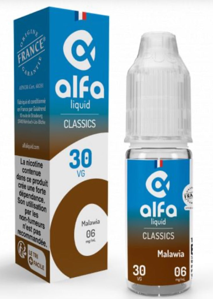 E-liquide Malawia Alfaliquid, flacon et boîte de 10 mL