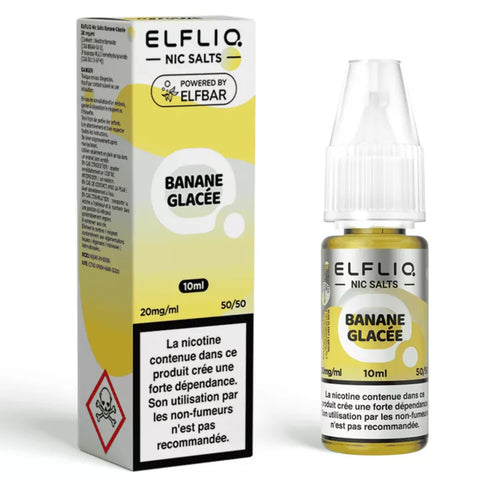 E-liquide Banane Glacée Elfbar Elfliq aux sels de nicotine, flacon de 10 mL