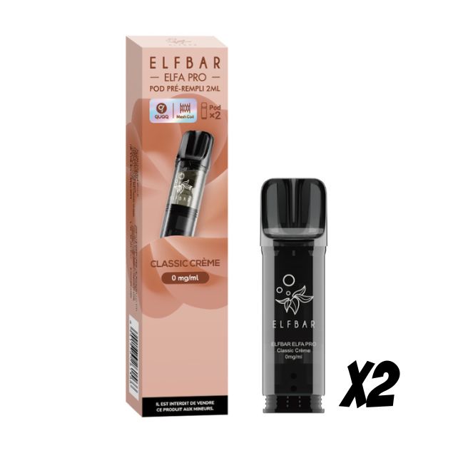 Pods pré-remplis Elfa Pro Classic Crème Elfbar, boîte de 2