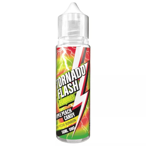 E-liquide Apple Peach Bonbon Tornado Flash, flacon de 50 mL