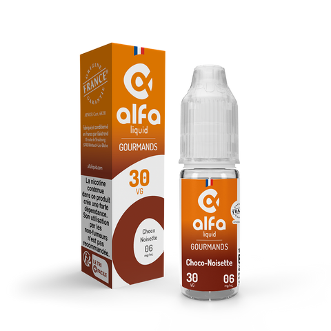 E-liquide Choco-Noisette Alfaliquid, flacon de 10 mL