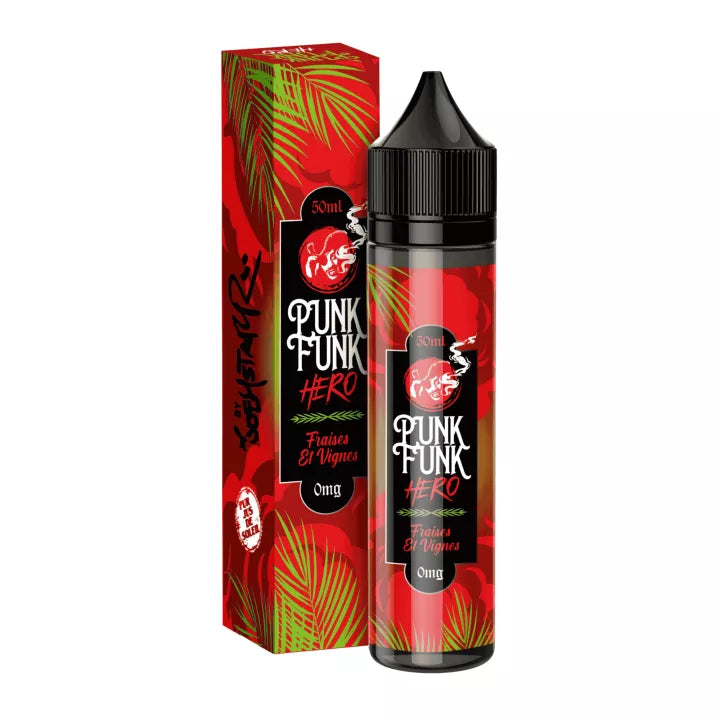 E-liquide Fraise et Vignes Vapeology Punk Funk Hero, flacon de 50 mL
