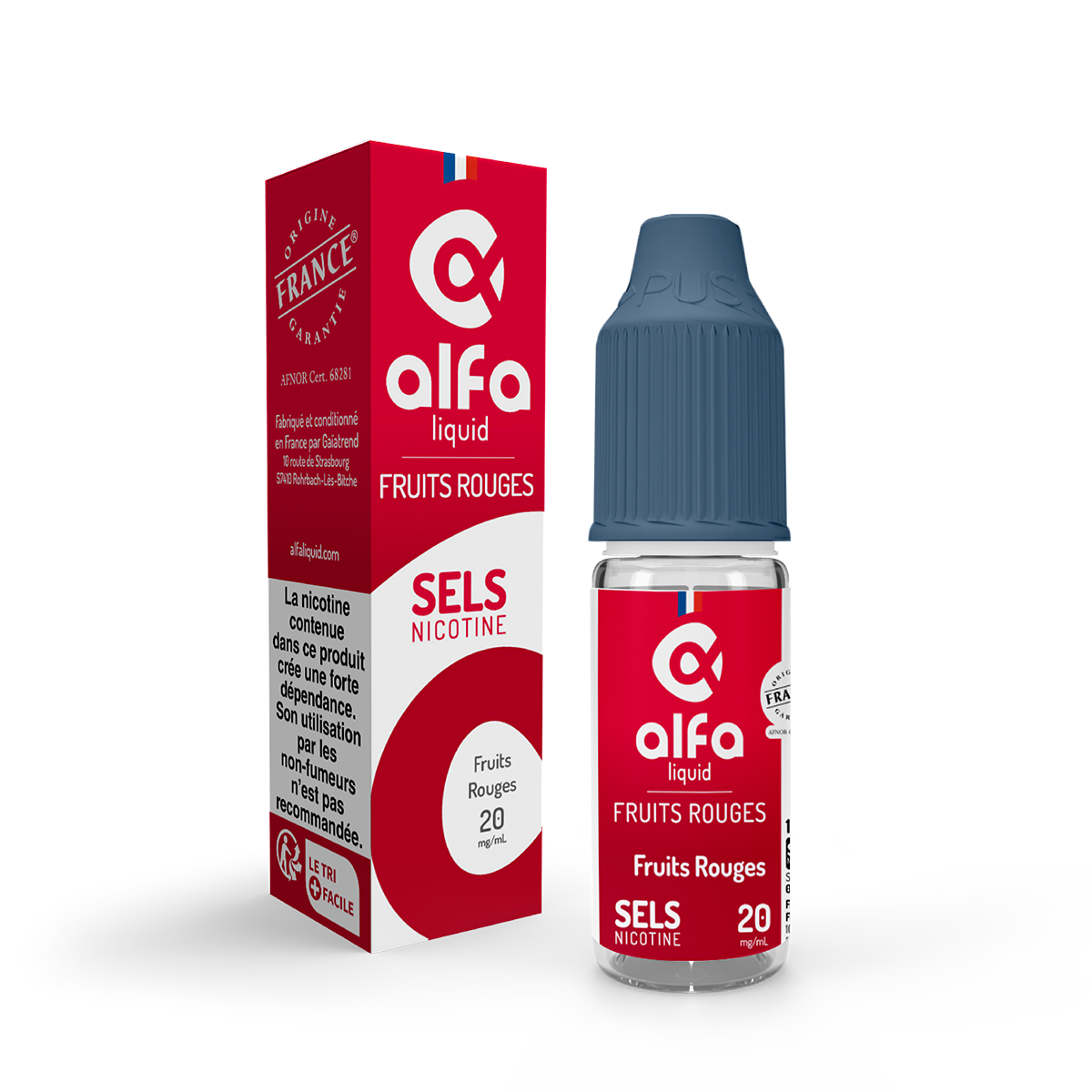 E-liquide Fruits Rouges Alfaliquid aux sels de nicotine, flacon de 10 mL, version 20 mg/mL