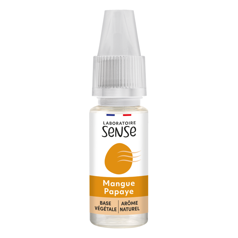 E-liquide Mangue Papaye Laboratoire Sense, flacon de 10 mL