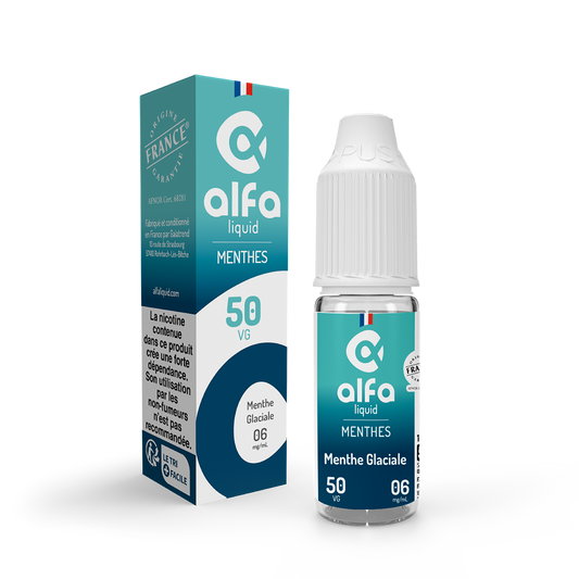E-liquide Menthe Glaciale Alfaliquid, flacon de 10 mL, version PG/VG 50/50