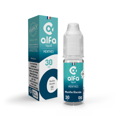 E-liquide Menthe Glaciale Alfaliquid, flacon de 10 mL, version PG/VG 70/30