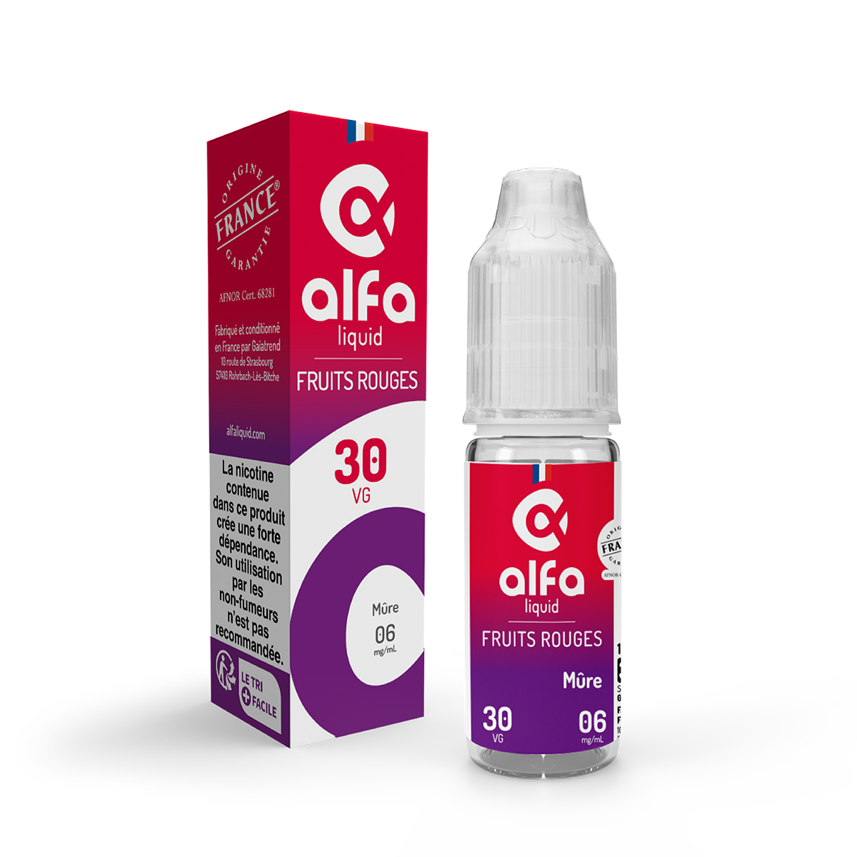 E-liquide Mûre Alfaliquid, flacon de 10 mL