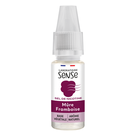 E-liquide Mûre Framboise Laboratoire Sense aux sels de nicotine, flacon de 10 mL