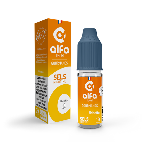 E-liquide Noisette Alfaliquid aux sels de nicotine, flacon de 10 mL, version 10 mg/mL