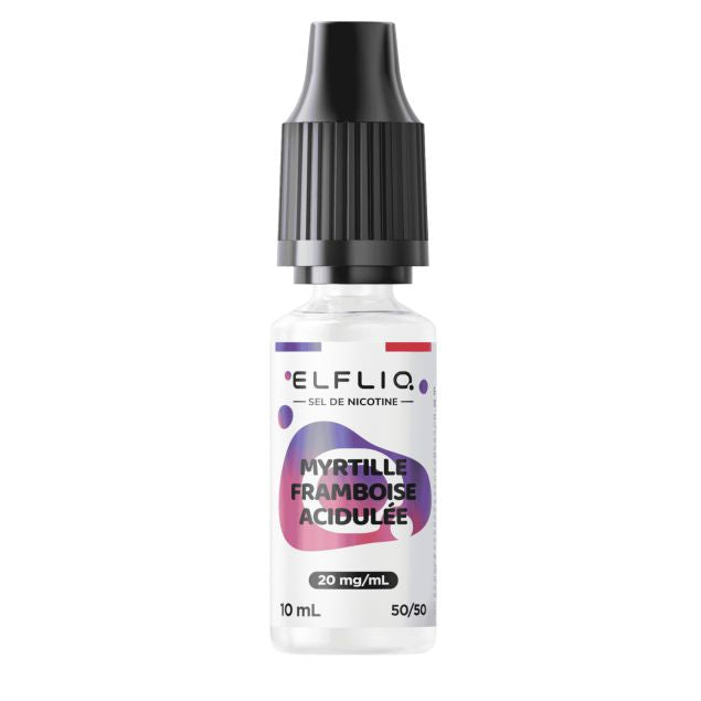 E-liquide Myrtille Framboise acidulée Elfliq aux sels de nicotine, flacon de 10 mL