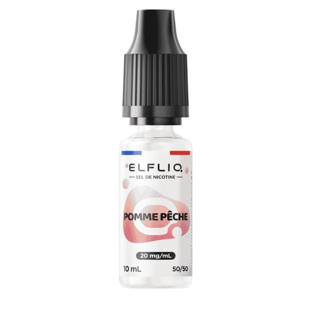 E-liquide Pomme Pêche Elfliq aux sels de nicotine, flacon de 10 mL