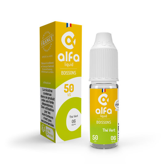 E-liquide Thé Vert Alfaliquid, flacon de 10 mL, version PG/VG 50/50