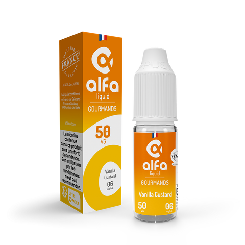 E-liquide Vanilla Custard Alfaliquid, flacon de 10 mL
