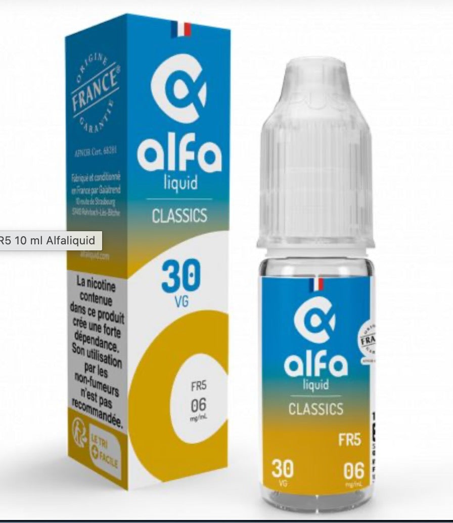 E-liquide FR-5 Alfaliquid, flacon et boîte de 10 mL