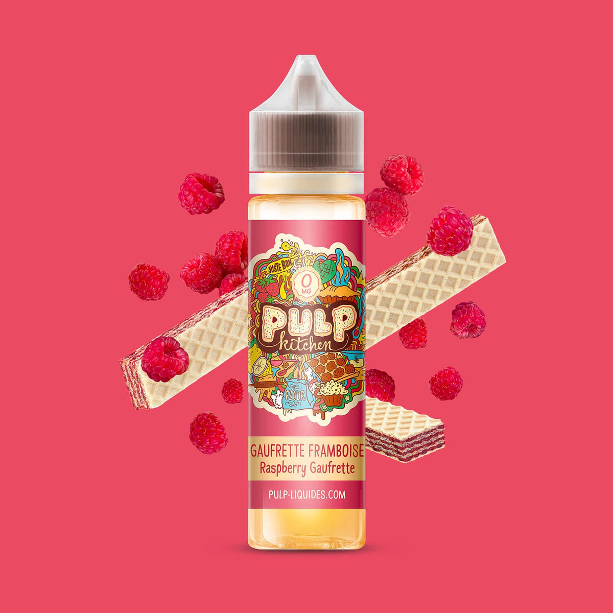 E-liquide Gaufrette Framboise PULP Kitchen, flacon de 50 mL