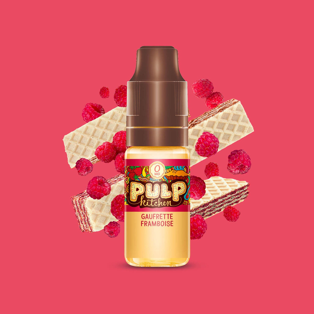 E-liquide Gaufrette Framboise PULP Kitchen, flacon de 10 mL