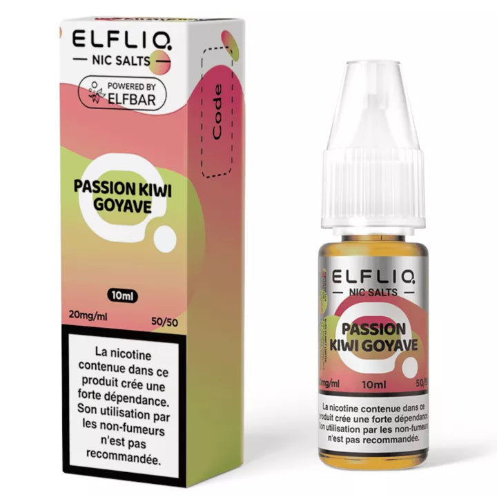 E-liquide Passion Kiwi Goyave Elfbar Elfliq aux sels de nicotine, flacon de 10 mL