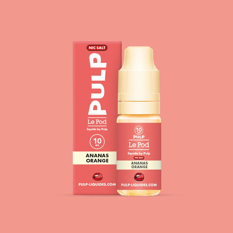 E-liquide Ananas Orange PULP Le Pod Liquide aux sels de nicotine, flacon de 10 mL