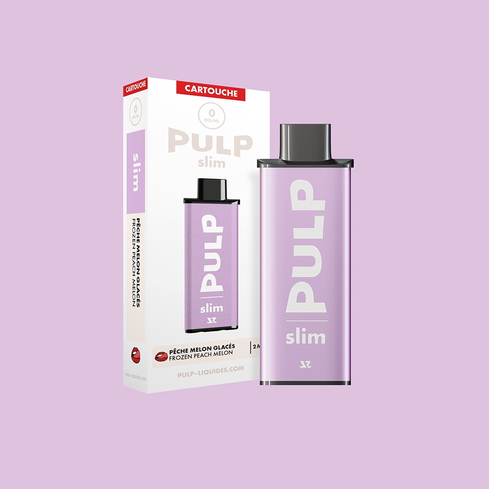 Cartouche pré-remplie Le Pod Slim PULP Pêche Melon Glacés et son emballage