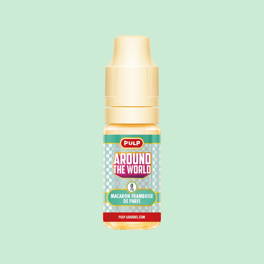 E-liquide Macaron Framboise de Paris PULP Around the World, flacon de 10 mL
