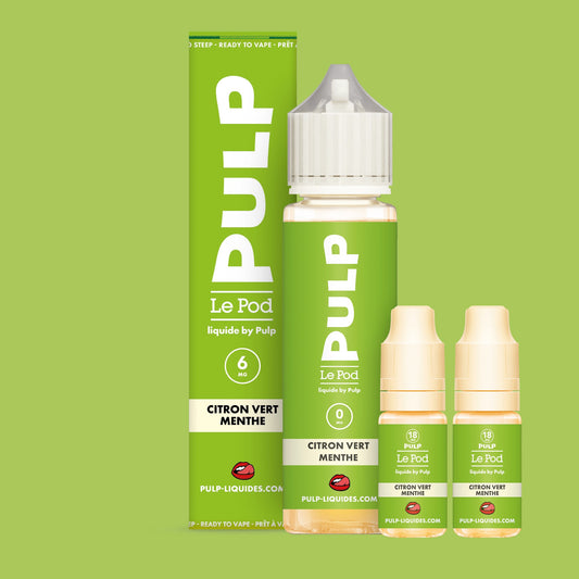Pack Citron Vert Menthe PULP Le Pod Liquide Nic Base 60 mL en 6 mg/mL
