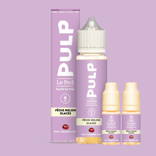 Pack Pêche Melon Glacés PULP Le Pod Liquide Nic Base 60 mL en 6 mg/mL