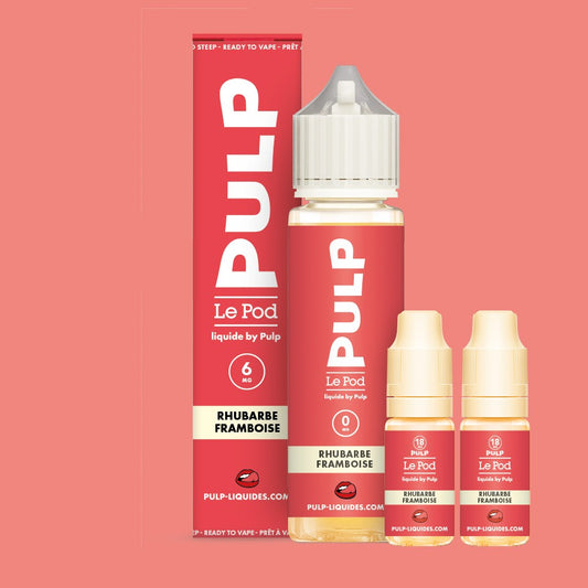 Pack Rhubarbe Framboise PULP Le Pod Liquide Nic Base 60 mL en 6 mg/mL
