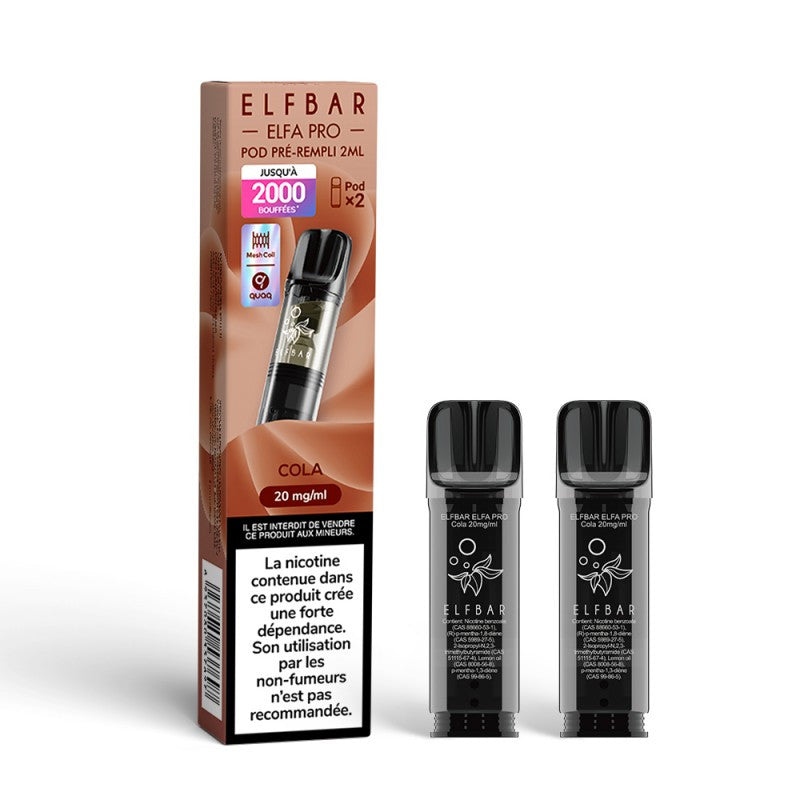 Pods pré-remplis Elfa Pro Cola Elfbar, boîte de 2