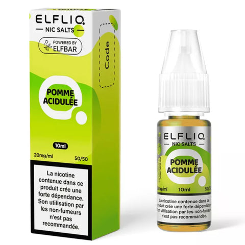 E-liquide Sour Apple Elfbar Elfliq aux sels de nicotine, flacon de 10 mL