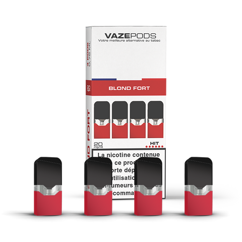 Vaze Pods Blond Fort : boîte de 4 cartouches pré-remplies en 20 mg/mL