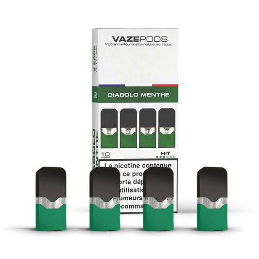 Vaze Pods Diabolo Menthe : boîte de 4 cartouches pré-remplies en 10 mg/mL