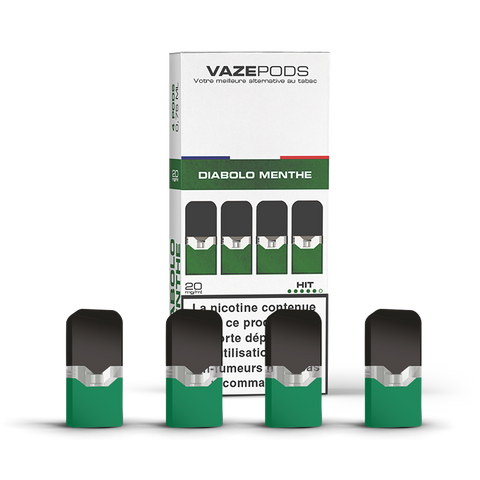 Vaze Pods Diabolo Menthe : boîte de 4 cartouches pré-remplies en 20 mg/mL