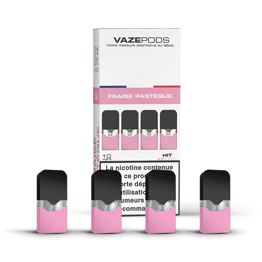 Vaze Pods Fraise Pastèque : boîte de 4 cartouches pré-remplies en 10 mg/mL