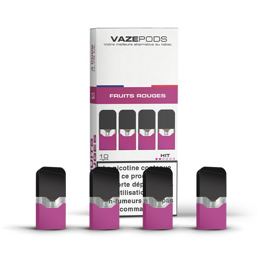 Vaze Pods Fruits Rouges : boîte de 4 cartouches pré-remplies en 10 mg/mL