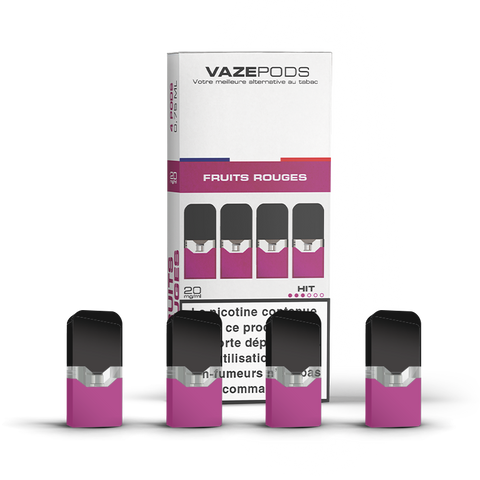 Vaze Pods Fruits Rouges : boîte de 4 cartouches pré-remplies en 20 mg/mL