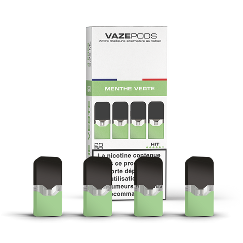 Vaze Pods Menthe Verte : boîte de 4 cartouches pré-remplies en 20 mg/mL