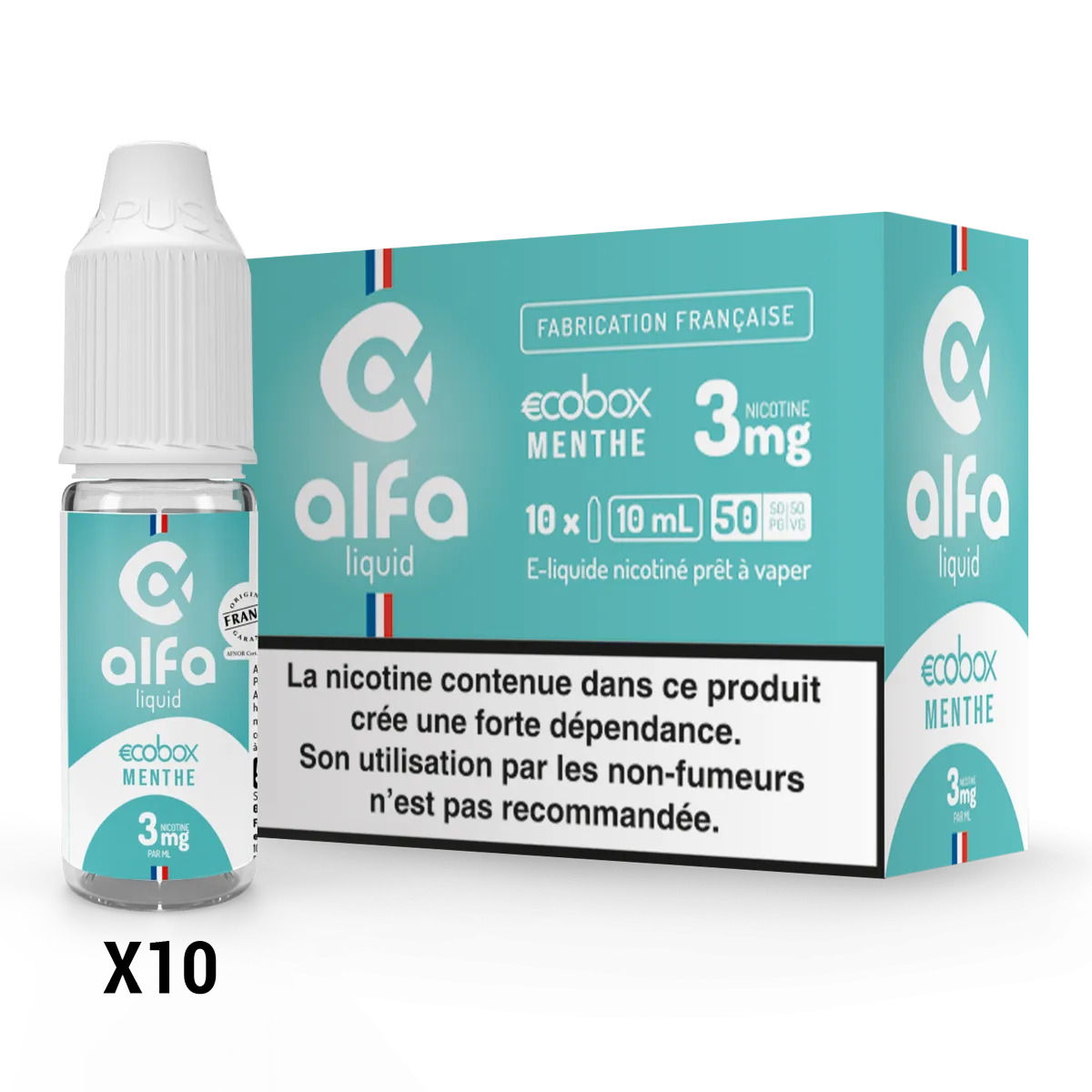 Ecobox Menthe Alfaliquid, pack de 10 flacons de 10 mL