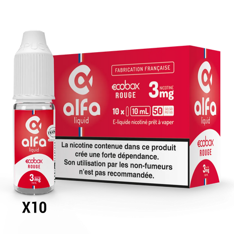 Ecobox Rouge Alfaliquid, pack de 10 flacons de 10 mL