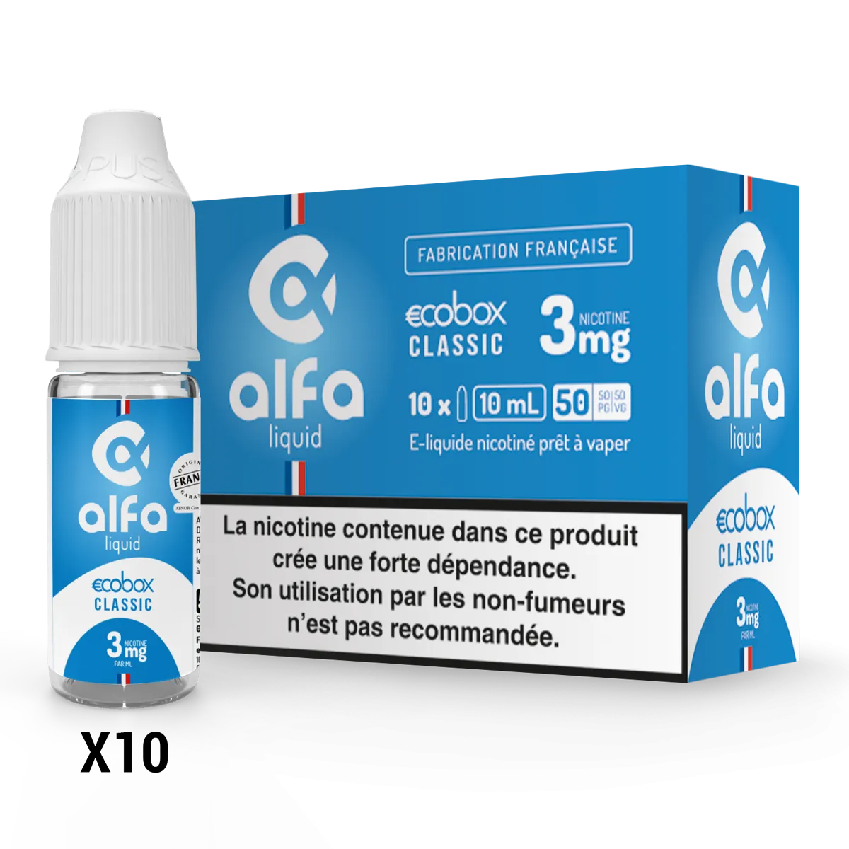 Ecobox Classic Alfaliquid, pack de 10 flacons de 10 mL