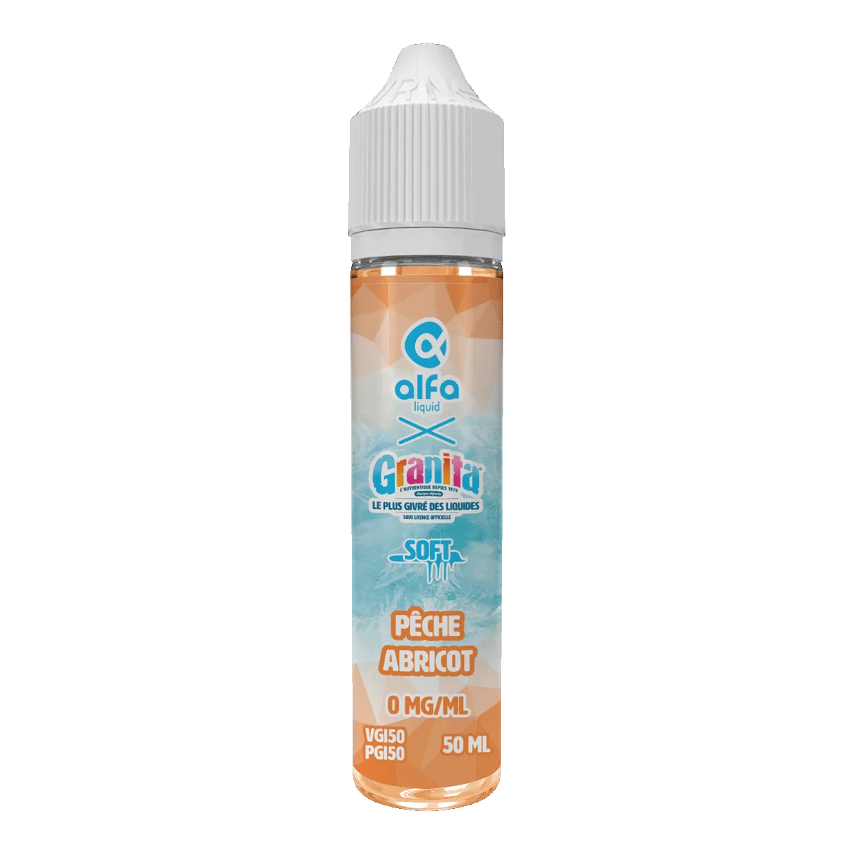 E-liquide Pêche Abricot Alfaliquid Granita Soft, flacon de 50 mL