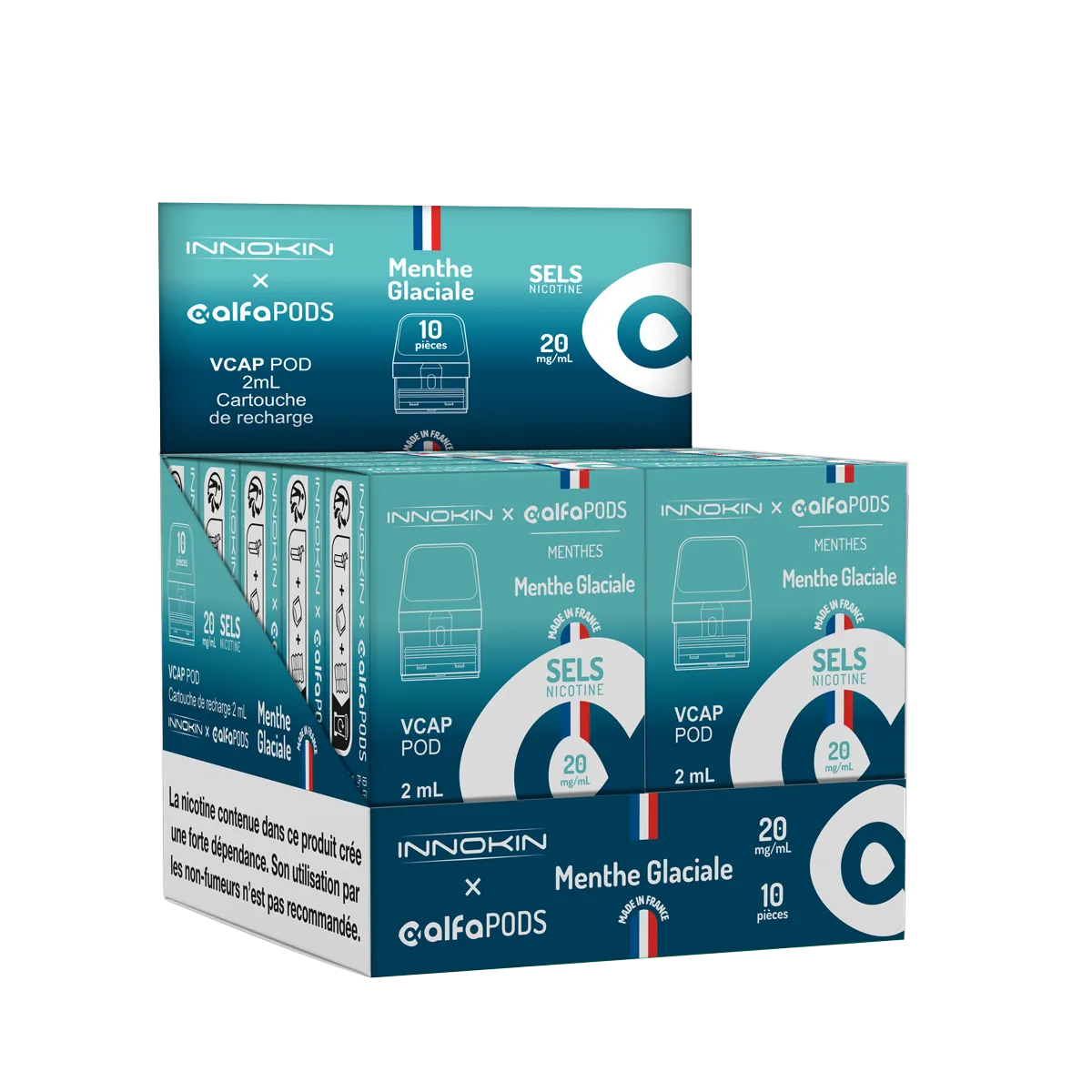 Cartouche Menthe Glaciale Alfaliquid VCap, boîte