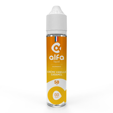 E-liquide Crème Vanille Caramel Alfaliquid, flacon de 50 mL