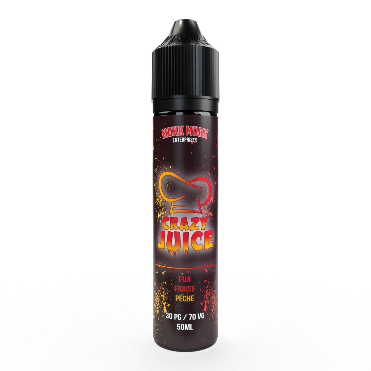 E-liquide Fuji Fraise Pêche Mukk Mukk Crazy Juice, flacon de 50 mL
