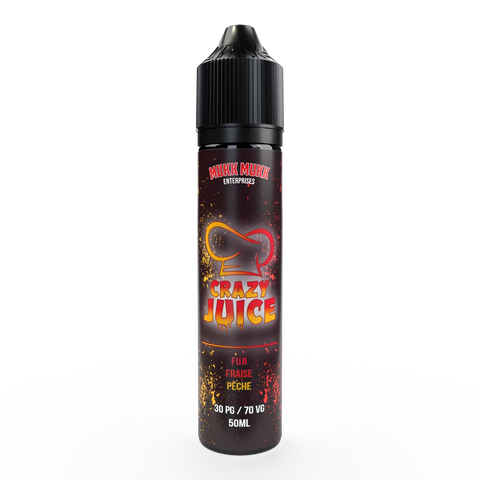 E-liquide Fuji Fraise Pêche Mukk Mukk Crazy Juice, flacon de 50 mL