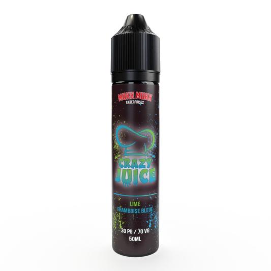 E-liquide Lime Framboise Bleue Mukk Mukk Crazy Juice, flacon de 50 mL
