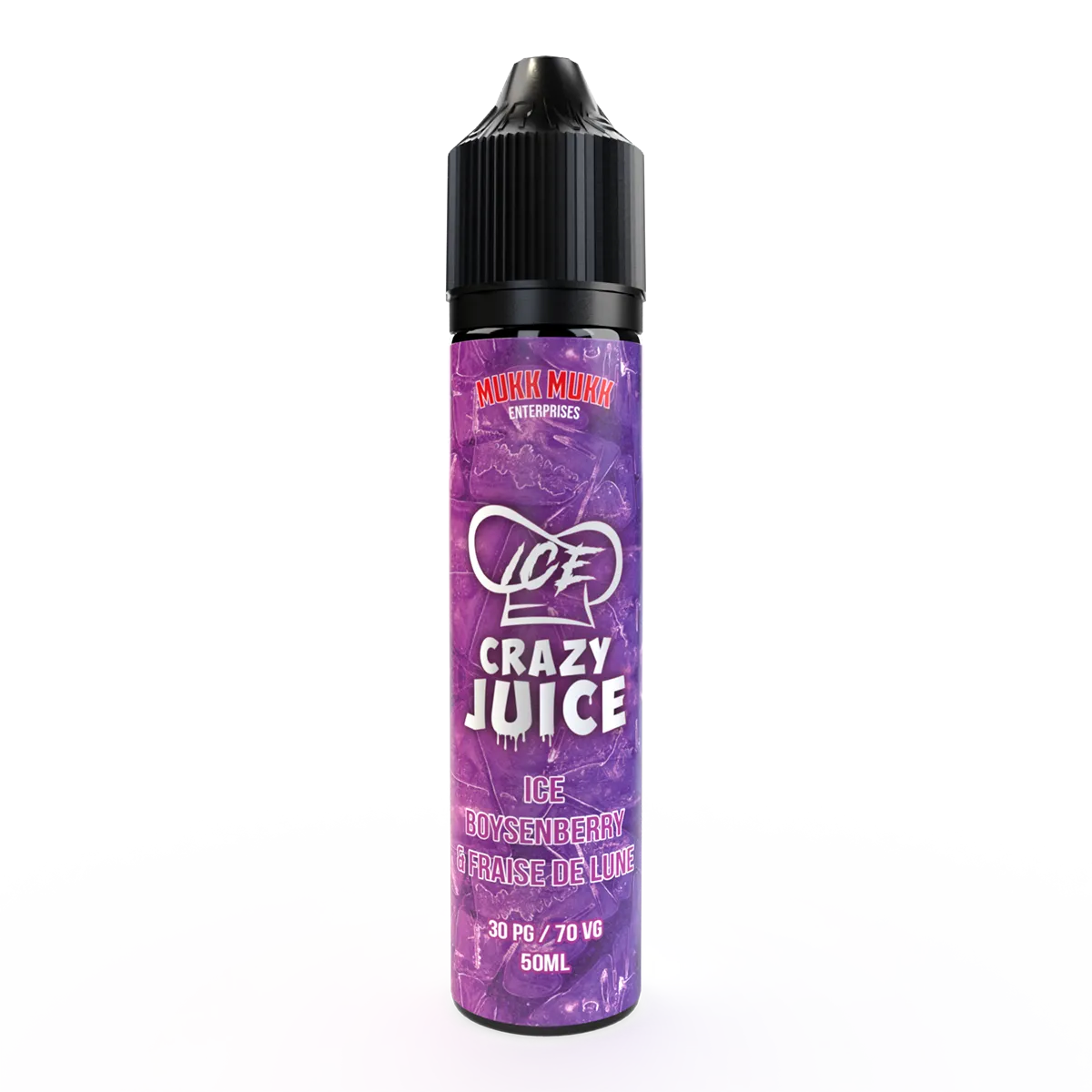 E-liquide Boysenberry Fraise de Lune Mukk Mukk Crazy Juice ICE, flacon de 50 mL