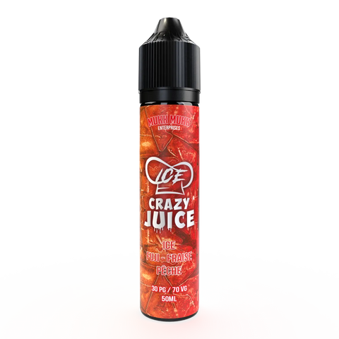 E-liquide Fuji Fraise Pêche Mukk Mukk Crazy Juice ICE, flacon de 50 mL